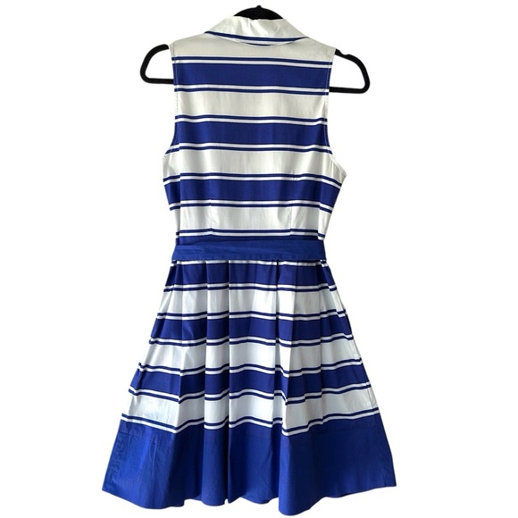 NWT | MILLY BLUE & WHITE STRIPE SLEEVELESS COTTON SHIRT DRESS POCKETS | SIZE: 8 - Picture 8 of 11